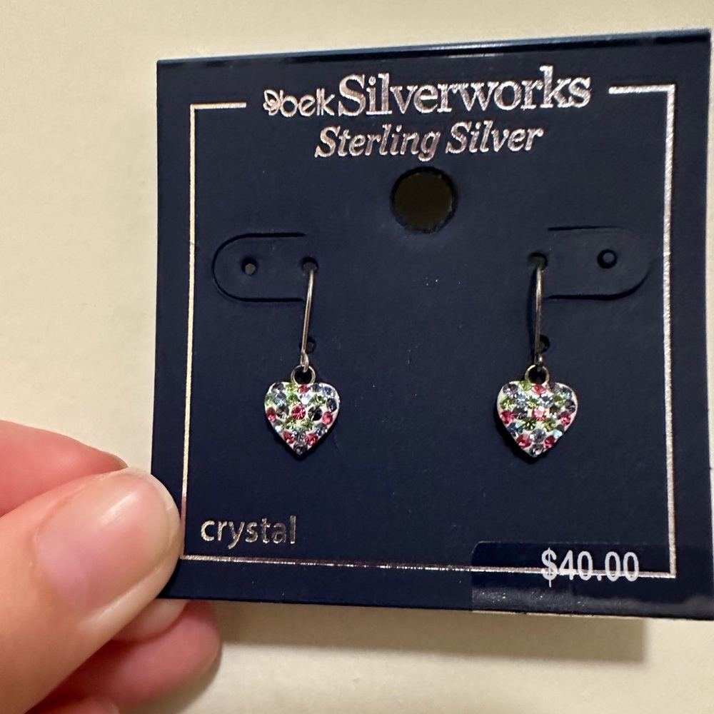 Sterling Silver Heart Dangling Earrings